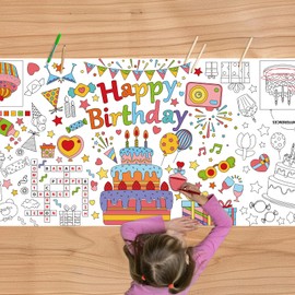 KFJBPB Thanksgiving Giant Coloring Poster, 30 x 72 Inches Paper Coloring Tablecloth for Kids Thanksgiving Decorations Large Coloring Activity Poster for Kids Crafts Home Classroom Fall Party Suppiles