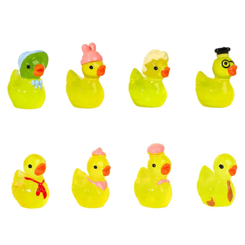 32Pcs Resin Mini Ducks with Hats and Tie 8 Designs