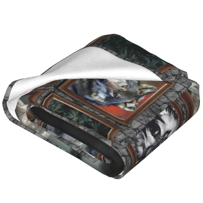 Manta de lobos, de forro polar suave, para decoración de