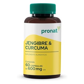 PRONAT | Jengibre & Cúrcuma, Suplemento Alimenticio, 60 cápsulas de 600 mg