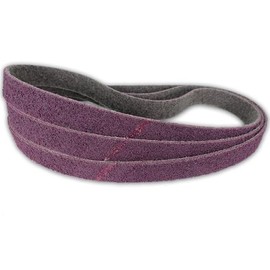 Red Label Abrasives 1 X 30 Inch Non Woven Surface Conditioning Sanding Belts for Knife Makers and Metal Fabricators - Maroon Medium Grit Sand Paper- 3 Pack