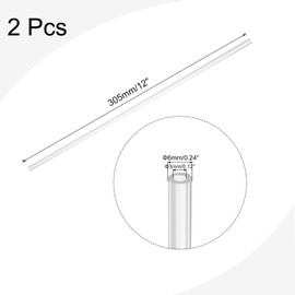 MECCANIXITY Acrylic Pipe Rigid Round Plastic Clear Tube 3mm(1/8 inch) ID 6mm(1/4 inch) OD 305mm(12") for Lamps and Lanterns, Water Cooling System 2pcs