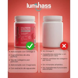 Colágeno Hidrolizado Lumihass Sabor Fresa 725 G I 30 Porciones I Adicionado Con Omega 3 +aguacate +magnesio +acido Hialurónico +biotina +vitamina C I 