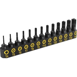 LEXIVON 13-Piece Tamper Resistant Star Bits, Premium S2 Alloy Steel, T4 - T40 | Impact Grade Security Torx Bit Set, 1/4-inch Hex Shank (LX-301)