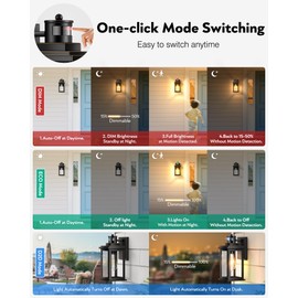 VIANIS 2 Packs Motion Sensor Outdoor Lights for House, Dusk to Dawn Front Porch Light, Black Gold Outdoor Light Fixture Sconce with Tempered Glass for House, Doorway, Entryway,Hardwired, Non-Solar