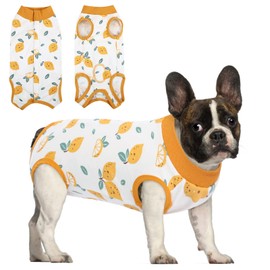 SAWMONG Recovery Suit for Dogs After Surgery Professional, Dog Spay Surgical Suit for Female Dogs, Dog Onesie Bodysuit for Surgery Male Substitute E-Collar Cone, Lemon Yellow, Large