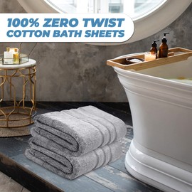 Towelogy Extra Large Bath Towels for Adults 90x140cm 100% Egyptian Cotton Zero Twist Absorbent & Super Soft Hotel Quality | Ecofriendly Oeko-Tex Certified (Silver, 1)