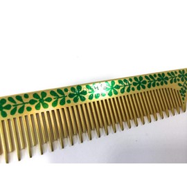 Swedish Crown Aluminium Comb, Professional Backing Comb, 21 cm, Anti-Static, Gold-Green with Alternating 1/1 Tooth (2401-3)