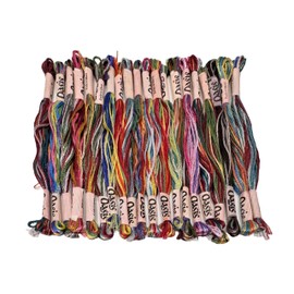 Pack of 20 Multi Variegated Shades Colours Oasis Silk Skeins Threads Hand Embroidery/Demanding Variegated Colours Silk Threads Skeins Silk Floss Rayon/Stranded Shinning Embroidery Cross Stitch