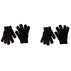 Kid's Winter Magic Gloves Children Stretchy Warm Magic Thermal Gloves Boys or Girls Knit Gloves Black (Pack of 2, Black)