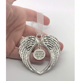 Angel Wing Heart Focal, Sometimes I Just Look Up, Smile and Say 'I Know That was You' Charm Ornament, Memorial Remembrance Lost Loved Ones Ornament Keepsake Gift