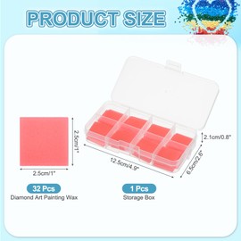 PATIKIL 32PCS Diamond Art Painting Glue Clay Wax 5D Square DIY Diamond Art Refills Glue with Storage Box for Diamond Art Embroidery Mud Supplies Accessories Painting Tool (25mm/1", Red)