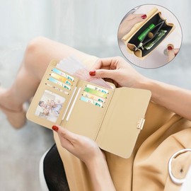 HNOOM Women's Small Purse, PU Leather Purse with Zip, Coin Compartment, Mini Wallet, Credit Card Holder with 9 Card Slots, Gifts for Women, Yellow-1, bifold