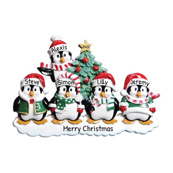 Personalized Family Christmas Ornaments - Custom Ornaments Family of 5