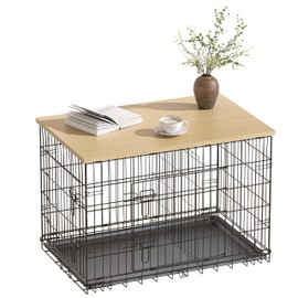 Piskyet Dog Crate Topper Wood Countertop for 48 42 36 30 24 inch Dog Cage, Dog Crate Cover,Dog Kennel Topper(Crate Not Include) (Natural Wood, for 24 Inch Crate)