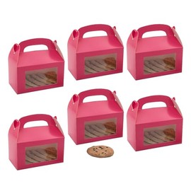 Fun Express 6" x 7" Bulk 48 Pieces Pink Cardstock Treat Boxes with Display Window