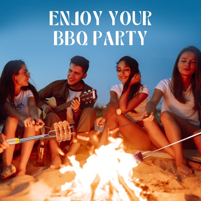 SULIVES 4 Pack Marshmallow Toasting Forks Kit - Extendable Stainless