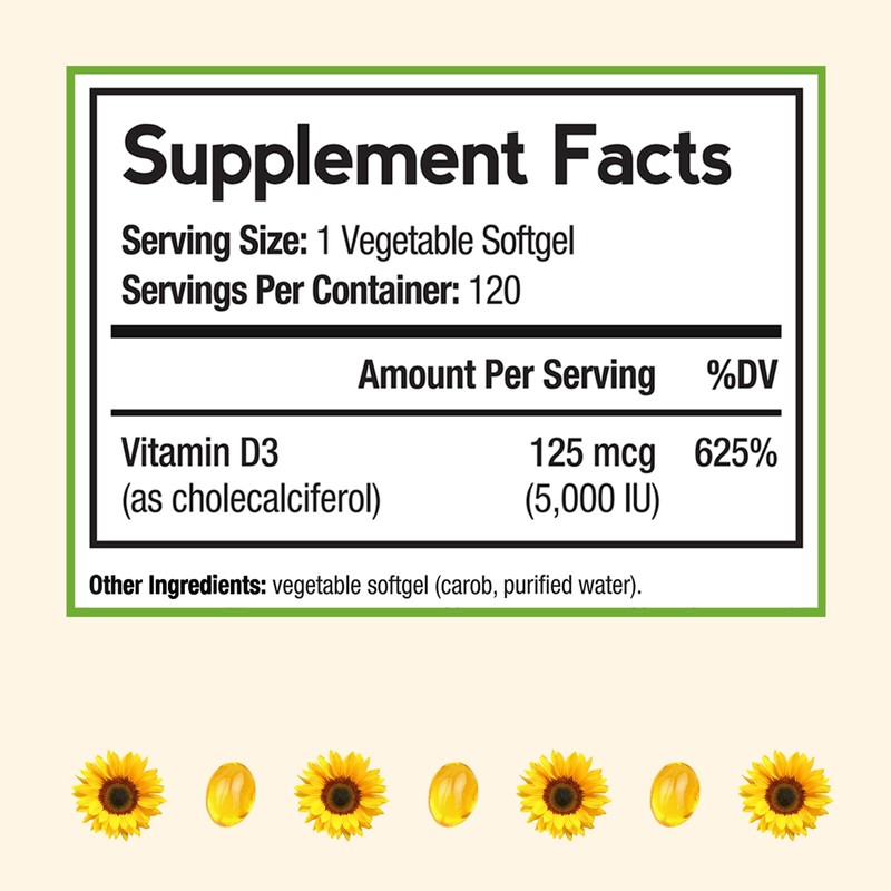 Doctor's Recipes Vitamin D3 5000IU, Immune Support for Bones, Teeth,