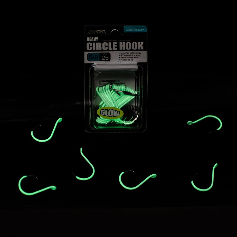 BKK Heavy Circle Hooks Glow Bulk Pack 8/0 Qty 25