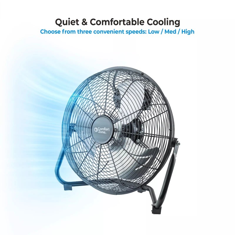Comfort Zone 12" Cradle Floor Fan, 3 Speeds, All Metal,