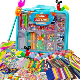 Estuche de Arte Gigante de 1.600 Piezas. Suministros de Artesanía para Niños +6 - Estuche de Bricolaje para Artesanías de Pom Pom, Abalorios, Botones, Tijeras, y Limpia Pipas de Art with Smile