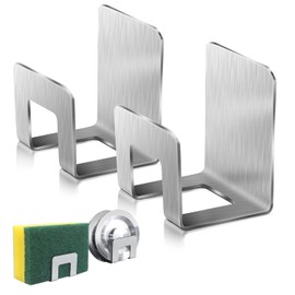 EIXENCOSI 2Pcs Sponge Holder for Kitchen Sink,SUS304 Stainless Steel Waterproof Strong Sink Sponge Holder,Adhesive Hanging, Suitable for Kitchen Brush, Dish Rag, Gloves, Anti-Rust Coating