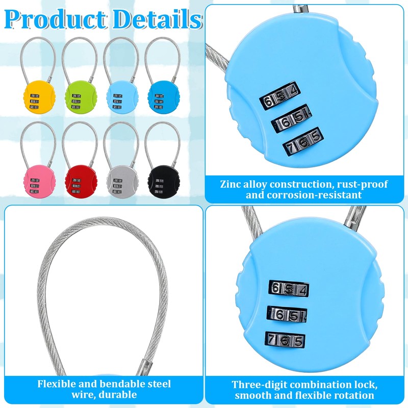 16 Pack Combination Lock, 3 Digit Outdoor Waterproof Code Padlock