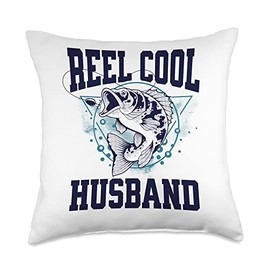 Funny Fishing Reel Cool Husband Outdoors Throw Pillow
