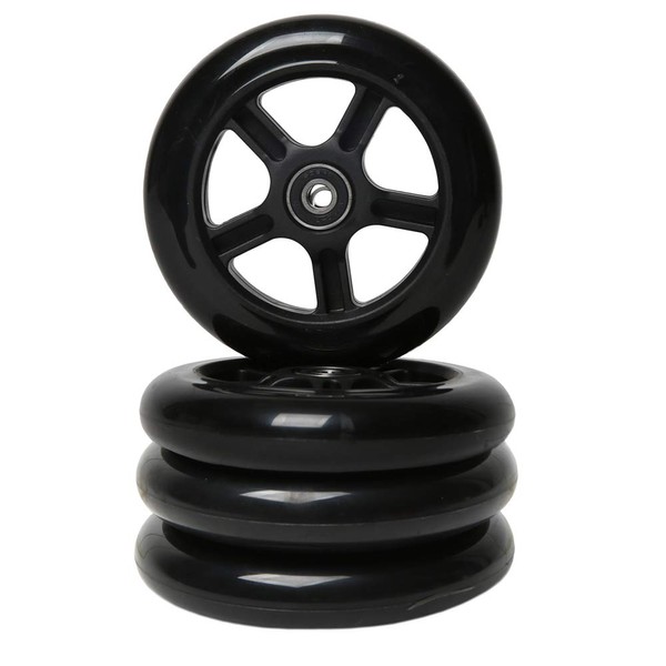FREEDARE Scooter Replacement Wheels with Bearings Scooter Wheels 120mm 4PCS(Black&Black Five Star)