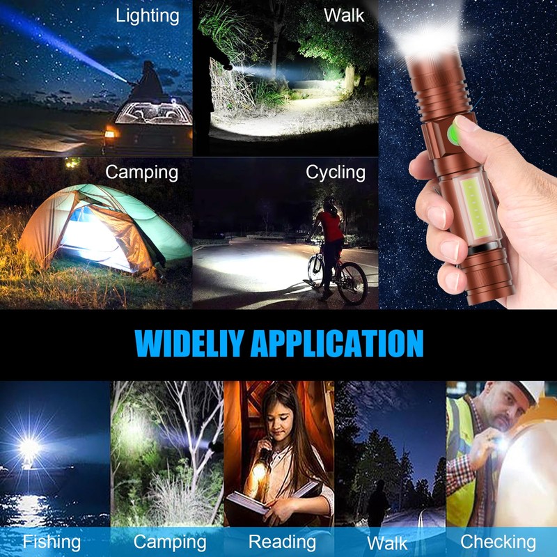 Hoxida Flashlight USB Rechargeable, Magnetic LED Flashlight, Super Bright LED