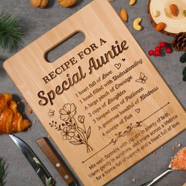 Auntie Gifts, Anutie Birthday Gifts, Unqiue Bamboo Cutting Board for Aunt Aunty, Mother’s Day Christmas Birthday Present for Aunts from Nephew Niece