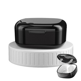 Oykrueats Black Denture Box with Strainer, PP Plastic Denture Box, Portable Compact Denture Container, Dentures Storage, for False Teeth Storage, Cleaning, black, simplicity