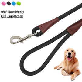 BTINESFUL Short Dog Leash- 2FT Strong Nylon Black Traffic Leash- No Pull Rope Lead for Medium Large Dogs Training Walking (Black,1/2" x 24 inch)