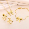 ankbrats Gold Bow Jewelry Set for Women, Ribbon Bow Necklace