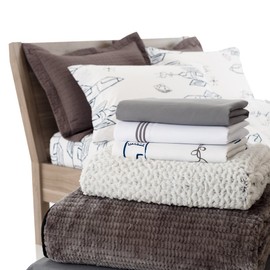 Where the Polka Dots Roam Twin Size Bed Sheets Rocket Plane Print 3 Piece Set Unisex, Flexible Microfiber, Durable, Wrinkle-Resistant, Stain-Resistant Bedding for Boys, Girls, Baby, Kids, Toddler Teen