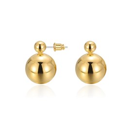 Gold Stud Earrings for Women 14K Gold Plated 925 Sterling Silver Post Ball Stud Earrings for Women