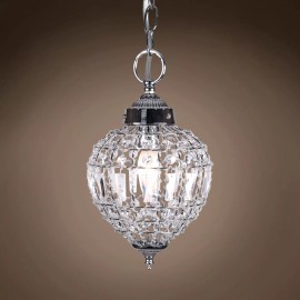 Joshua Marshal Limited Edition 1 Light 7in Beaded Crystal Mini Pendant Light in Chrome Finish