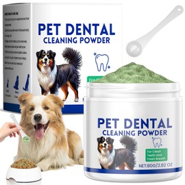 Dog Dental Powder, Nature Dental Cleaning Powder for Dogs, Targets Tartar & Reduces Plaque & Bad Breath, Easy & Fast Dog Breath Freshener for All Dogs