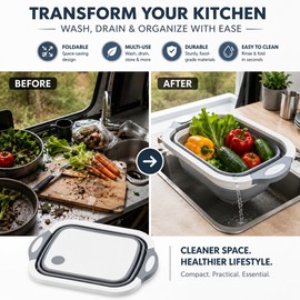 Collapsible Wash Basin for Kitchen & Travel – Foldable Plastic Sink Basket for Camping, Cleaning & Storage