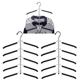 3 Pack 5 in 1 Hangers Blouse Tree Hangers Non Slip Space Saving Clothes Hanger Multi-Layer Clothes Hanger Stainless Steel Sweater Shirt Hanger Closet Storage Organizer(Black)