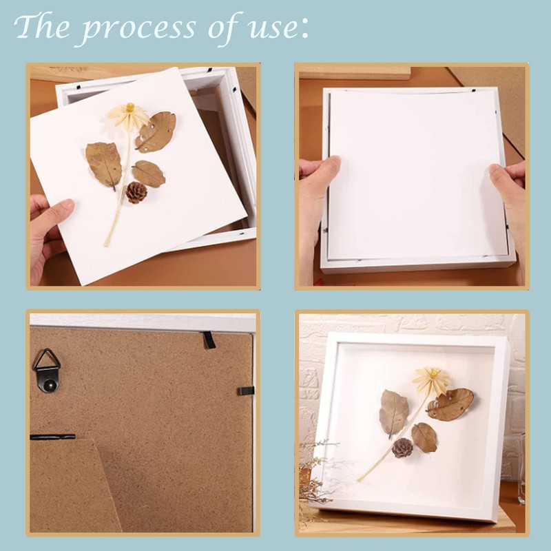 3D Square Frame, 20 x 20 cm, Wooden Shadow Box,