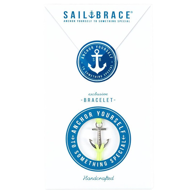 SAILBRACE Bracelet Neon Yellow Anchor Silver, Nylon