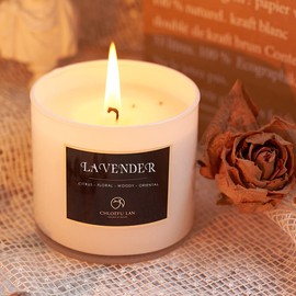 Chloefu LAN Premium Lavender Scented Candle for Men & Women, Highly Scented, 7.1oz|45 Hour Long Lasting, All Natural Soy Candle, Home Decor,Glass Jar Candle with Gift Box