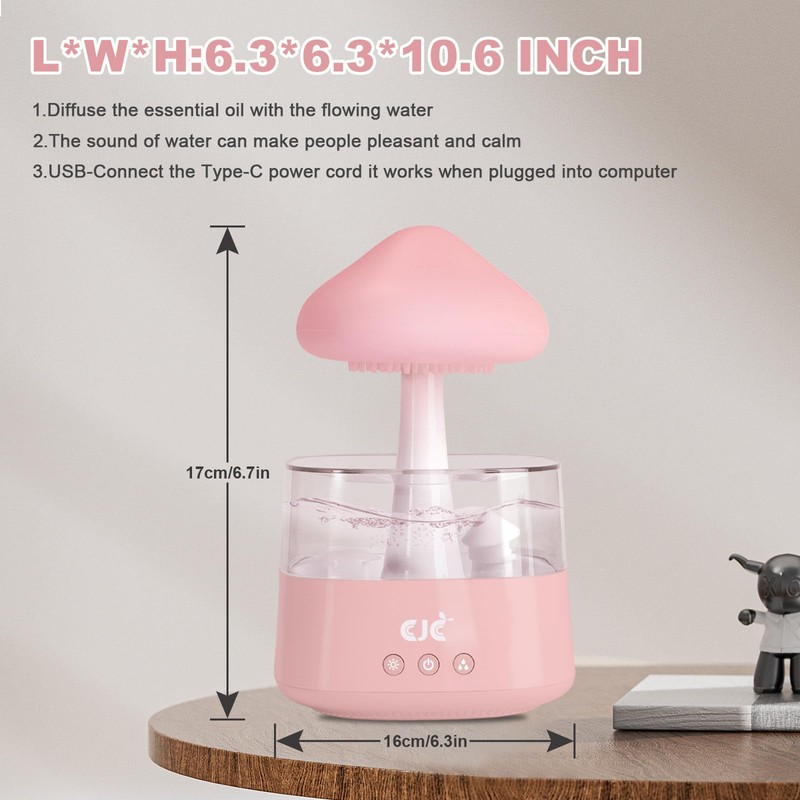 Cloud Rain White Noise Humidifier, Rain Water Drip Diffuser Humidifiers