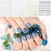 HINZIC 12 Sheets Star Nail Stickers Gold Silver Black White