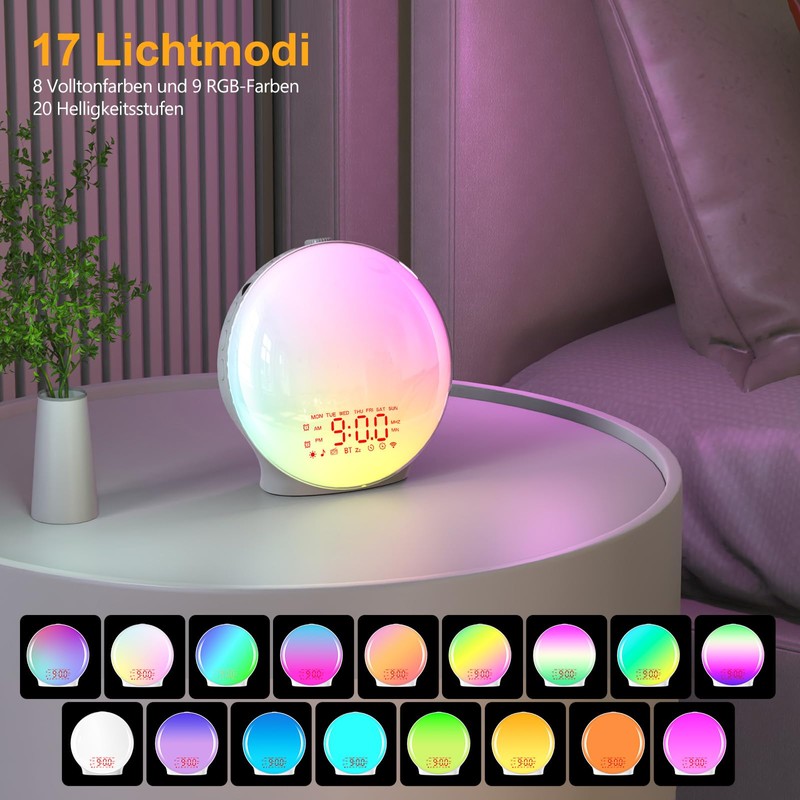 Suright Bluetooth Light Alarm Clock, Daylight Alarm Clock, Wake Up