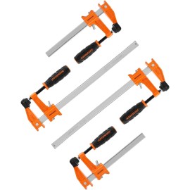 JORGENSEN 4-packs Steel Bar Clamps Set 6-inch & 12-inch Medium Duty 600 Lbs Load