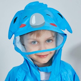 Toddler Rain Suit Baby Rain Suit with Hood Waterproof Coverall One Piece Rain Suit Kids (3-10 Years) Blue