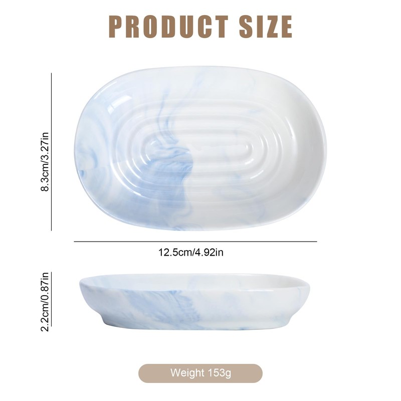 Mayoii Soap Dish Ceramic Beautiful Waterproof Rustless Stable Marbling Soap