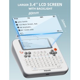 Makeid E1 Label Maker - Bluetooth Rechargeable Label Maker Machine - QWERTY Keyboard Labeler, 3.4" Backlighting LCD Screen - Prints 9~16mm Label - Home and Office Organization